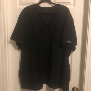 Cherokee mock wrap scrub top 5X - black
